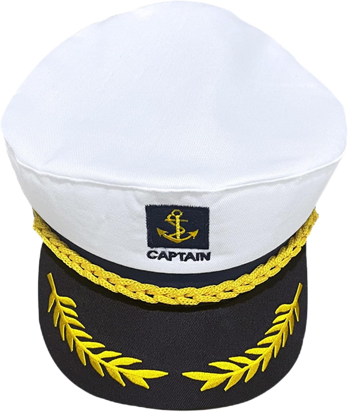 Captain hats,Yacht Sailors Hat, Boat Skipper hat Suitable for Adults Snapback adjustable Sea Cap Navy Marine costumes accessory (White)