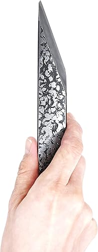Miniatura 5 de KAKURI Cuchillo Kiridashi para mano derecha de 0.945 in, hoja de acero al carbono japonés forjado a mano con patrón martillado, fabricado en Japón