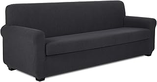 Haute élasticité 2 pièces Housse de Canapé,Jacquard Housse de 4 Place Housse de Canapé Extensible Anti-dérapante pour Protège-Meubles en Jacquard Spandex(4 Place,Gris)