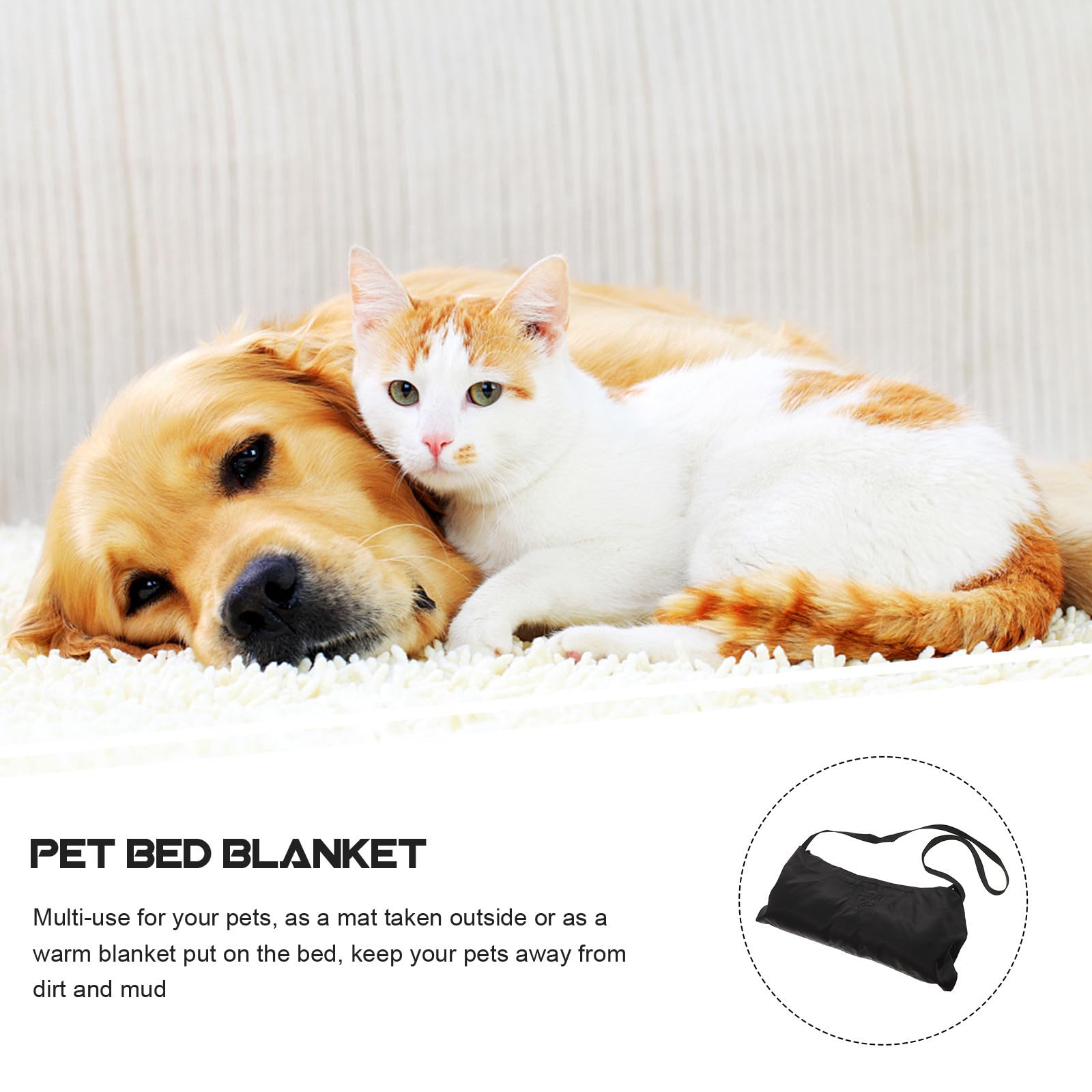 SUPVOX Manta Plegable Multifuncional y Portátil Negra de Lana para Mascotas Manta Cálida Adecuado para Exteriores para Perros y Gatos