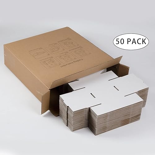 Miniatura 42 de Paquete de 50 cajas de envío pequeñas de 6 x 4 x 1 pulgadas, cajas de cartón corrugado blanco, caja de embalaje de correo móvil Blanco,Negro -,Marrón
