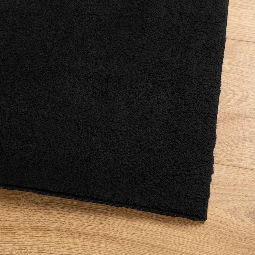 Teppich HUARTE 120x170 cm Kurzflor Schwarz, Weicher Wohnzimmerteppich, Strapazierfähiger Bodenteppich für Schlafzimmer und Flur, 18 mm Florhöhe, Wohndeko