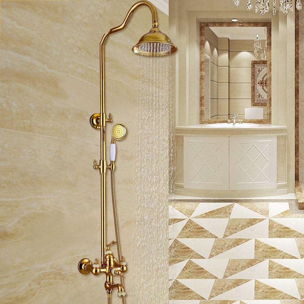 ZQQX Continental antique gold showers kit Home & Kitchen