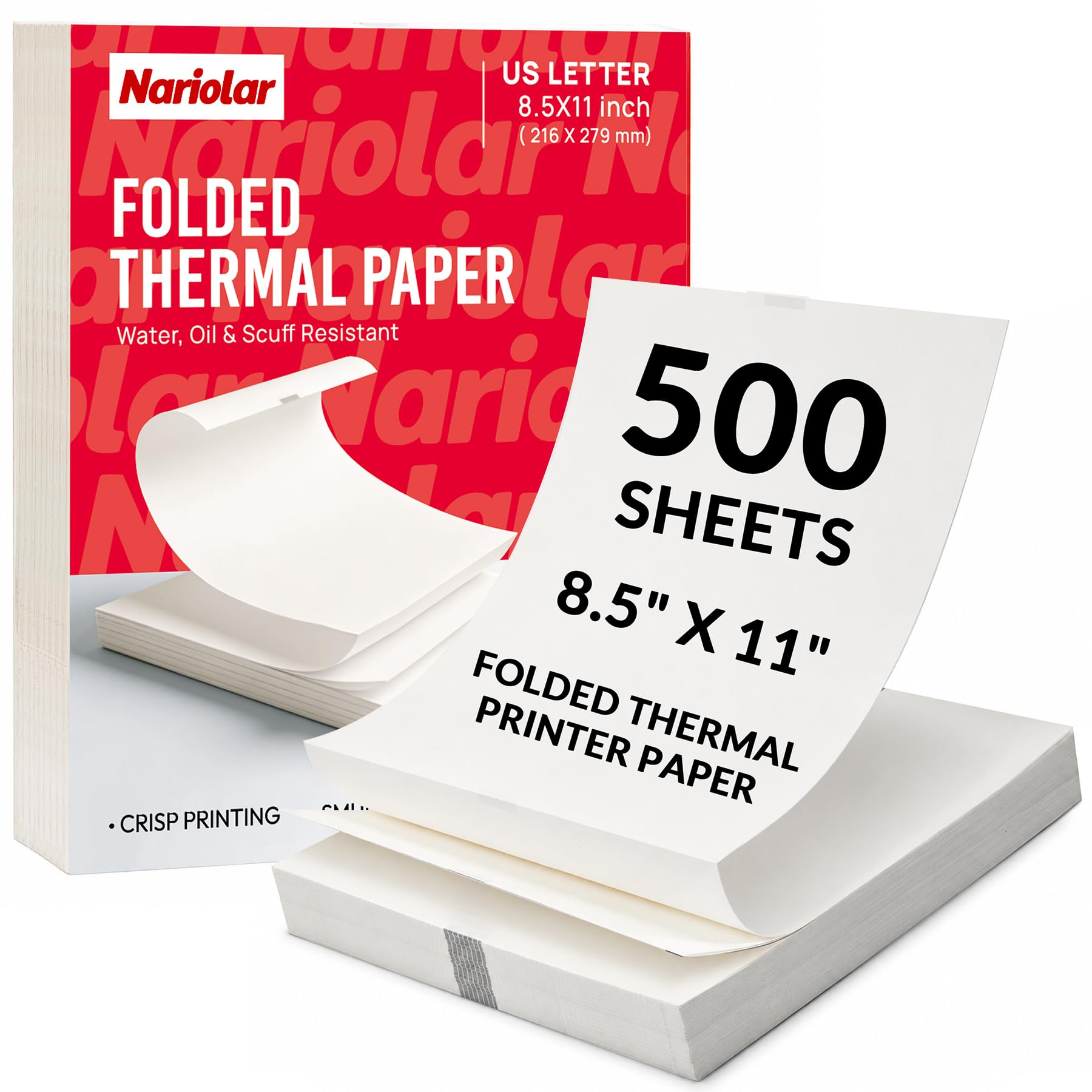 Nariolar Thermal Printer Paper 8.5 x 11 Inch Folded 500 Sheets | US Letter Size Thermal P…