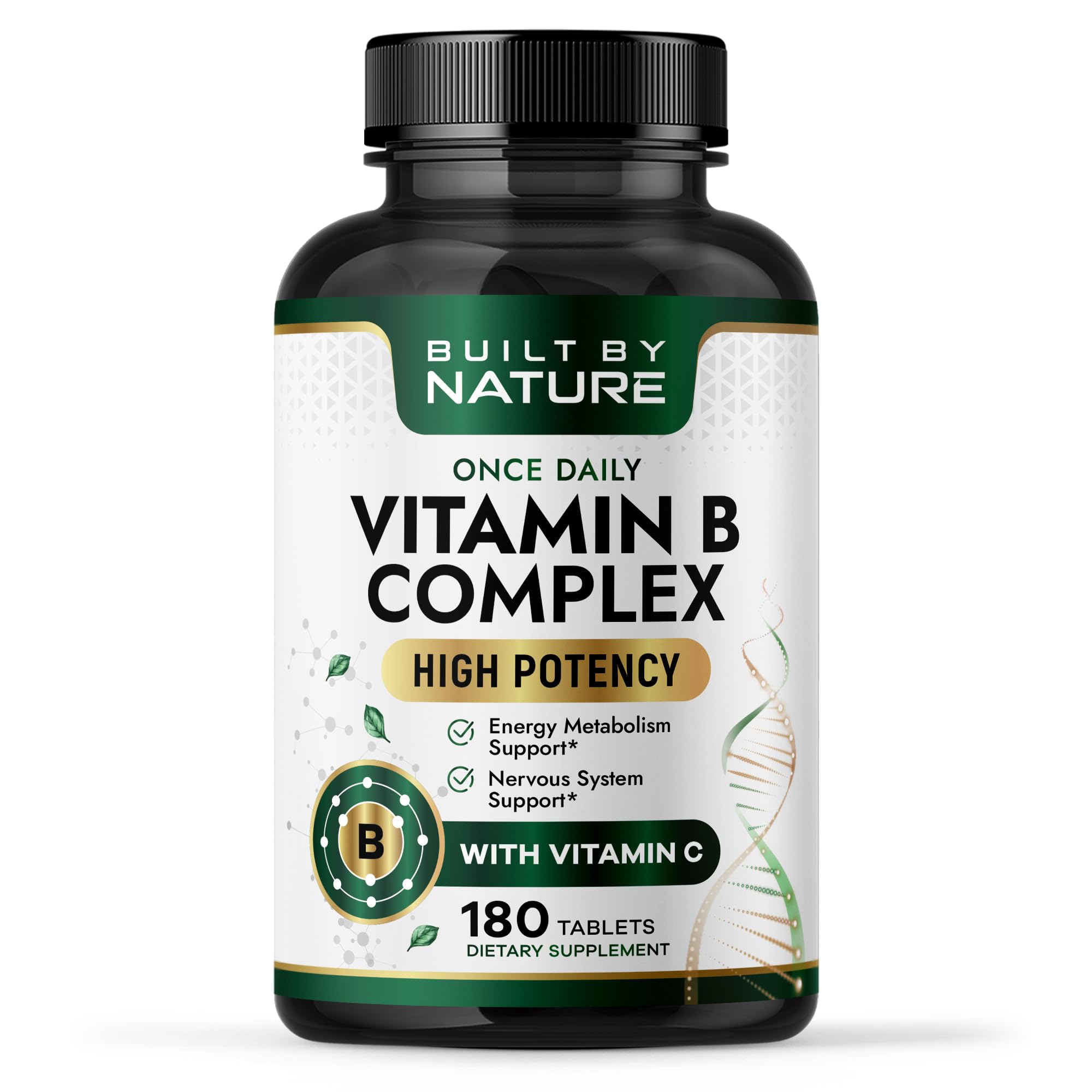 Built by Nature Super B Complex Vitamins for Women & Men, 180 Tablets