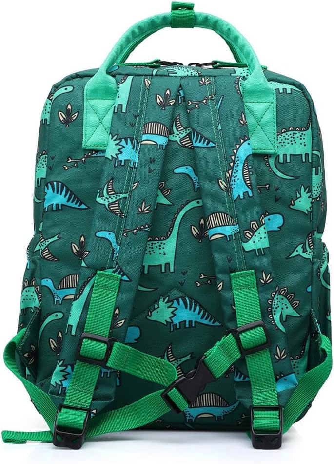 Cute Preschool Backpack Toddler School Book Bag for Girls Boys Kids Kindergarten Nursery Travel Bag with Chest Strap(13.5inch, Green Dinosaur)