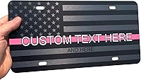 Vista 12 de JASS GRAPHIX Placa de matrícula personalizada con la bandera estadounidense de línea amarilla, homenaje personalizado a despachadores y operadores