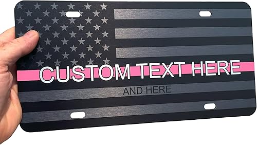 Miniatura 12 de JASS GRAPHIX Placa de matrícula personalizada con la bandera estadounidense de línea amarilla, homenaje personalizado a despachadores y operadores