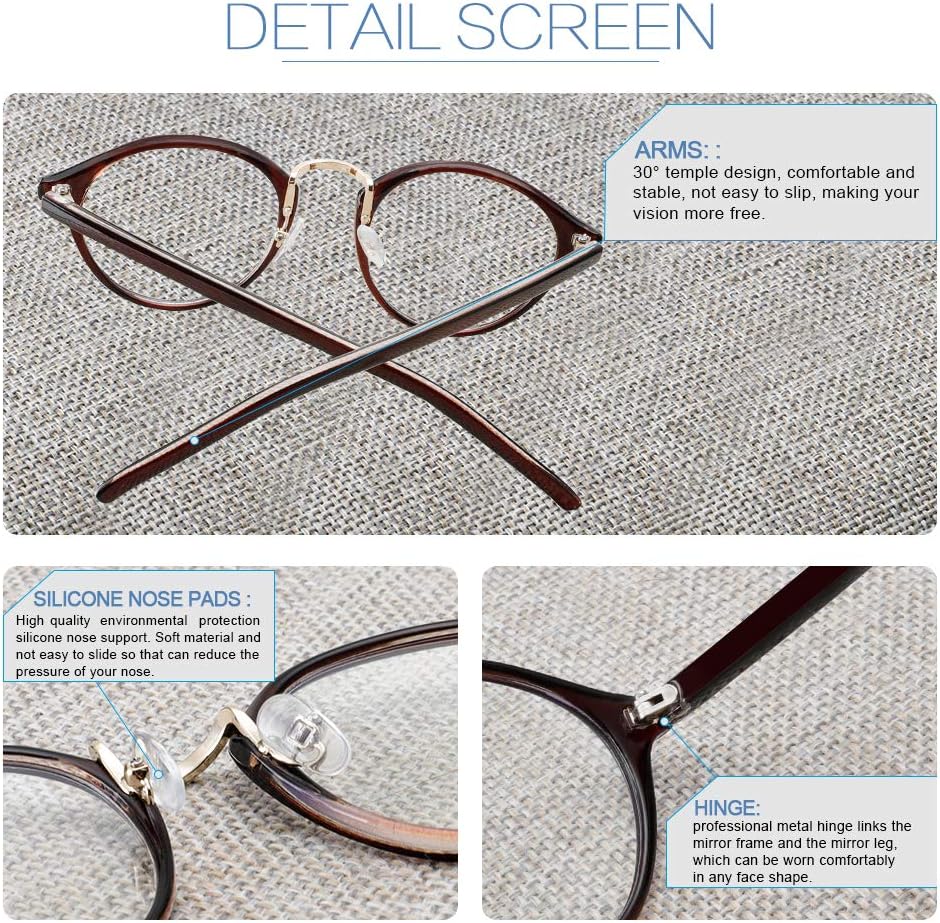 Cyxus Blue Light Blocking Glasses Women Computer Eyewear Man Clear Lens Eyeglasses Retro Round Frame