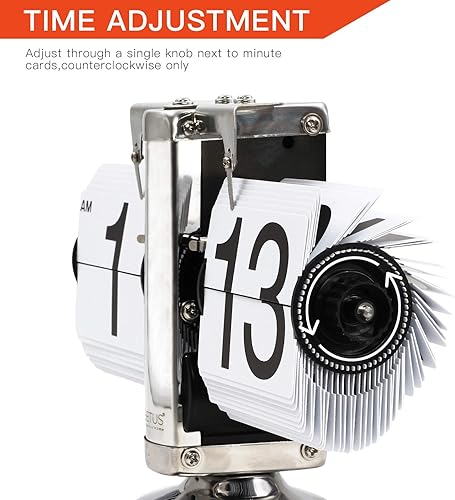 Miniatura 3 de Betus Flip Desk Clock - Mechanical Retro Style -Digital Display Battery Powered - Home & Office Décor 8 x 6.5 x 3 Inches (White)