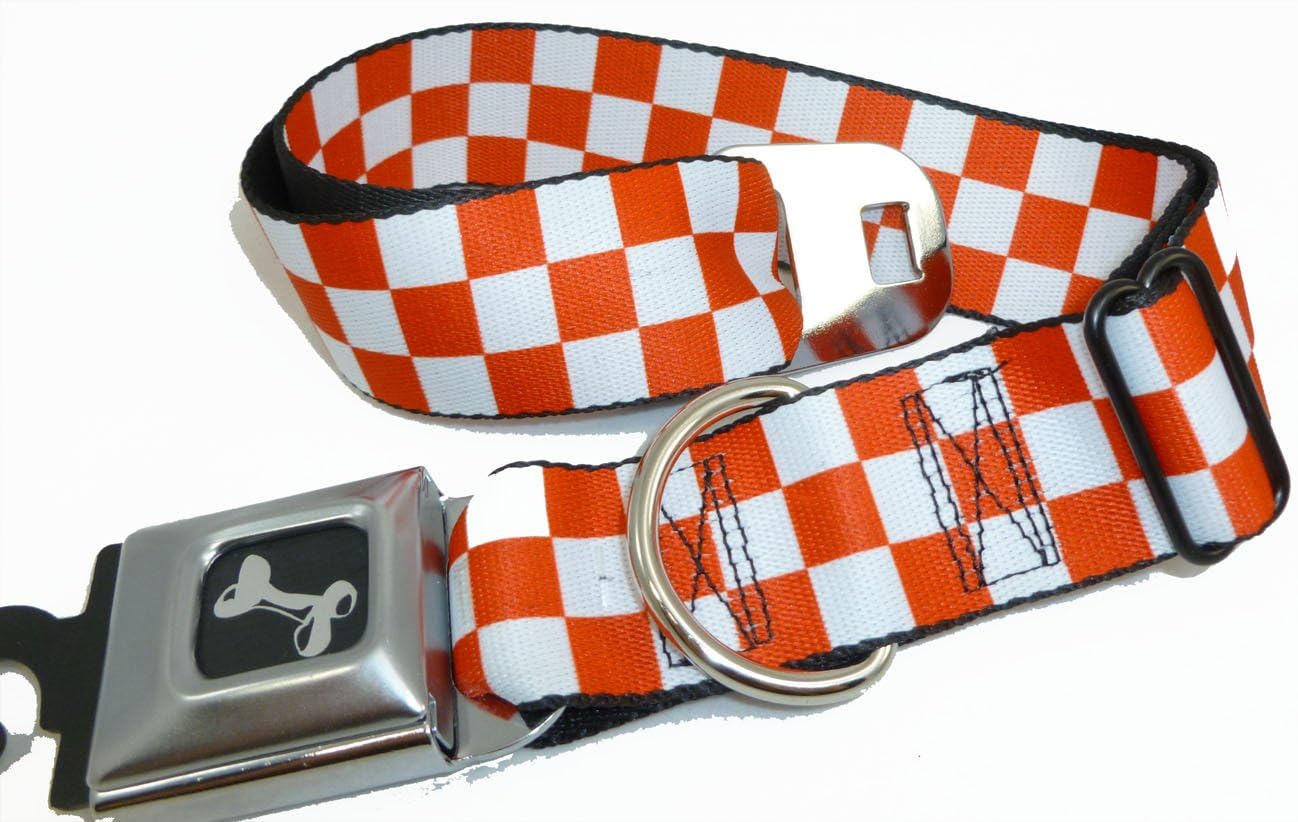 Red Checkered Seat Belt Buckle Dog Collar 1.5" Wide 1318