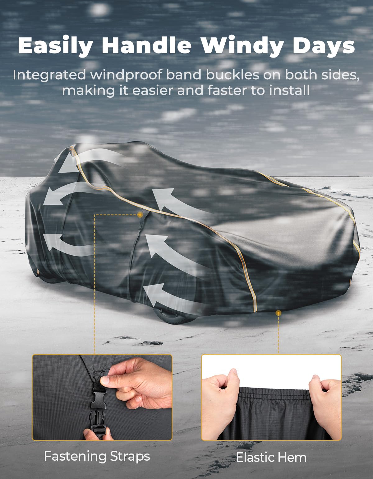 KEMIMOTO Allwetter-Abdeckung Für Polaris Slingshot – Wasserdicht, Windfest, Mit Reflexstreifen (240x198 Cm)