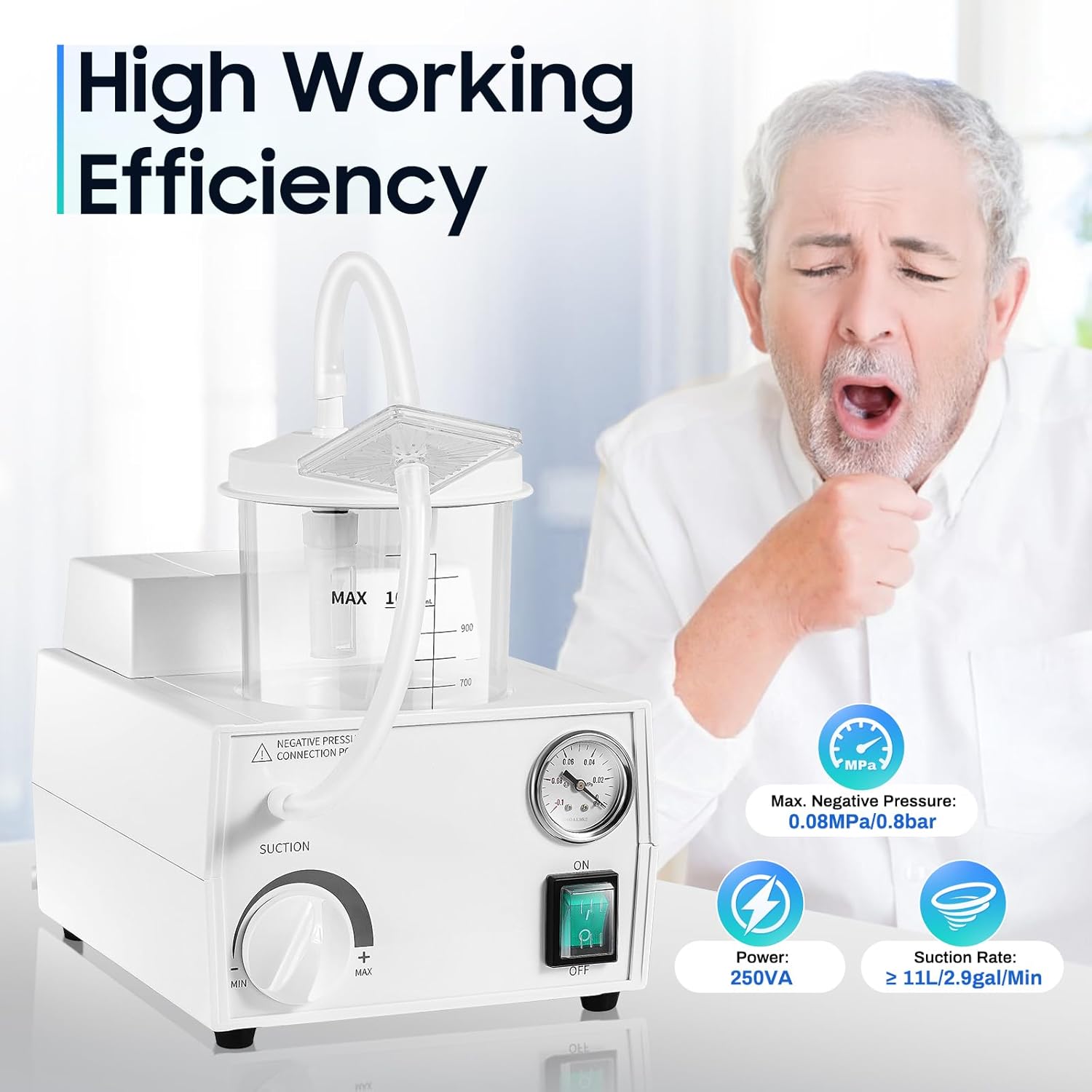 1000ML Portable Veterinary Suction Machine, 110V Electric Quiet Vacuum Pump Device for Home