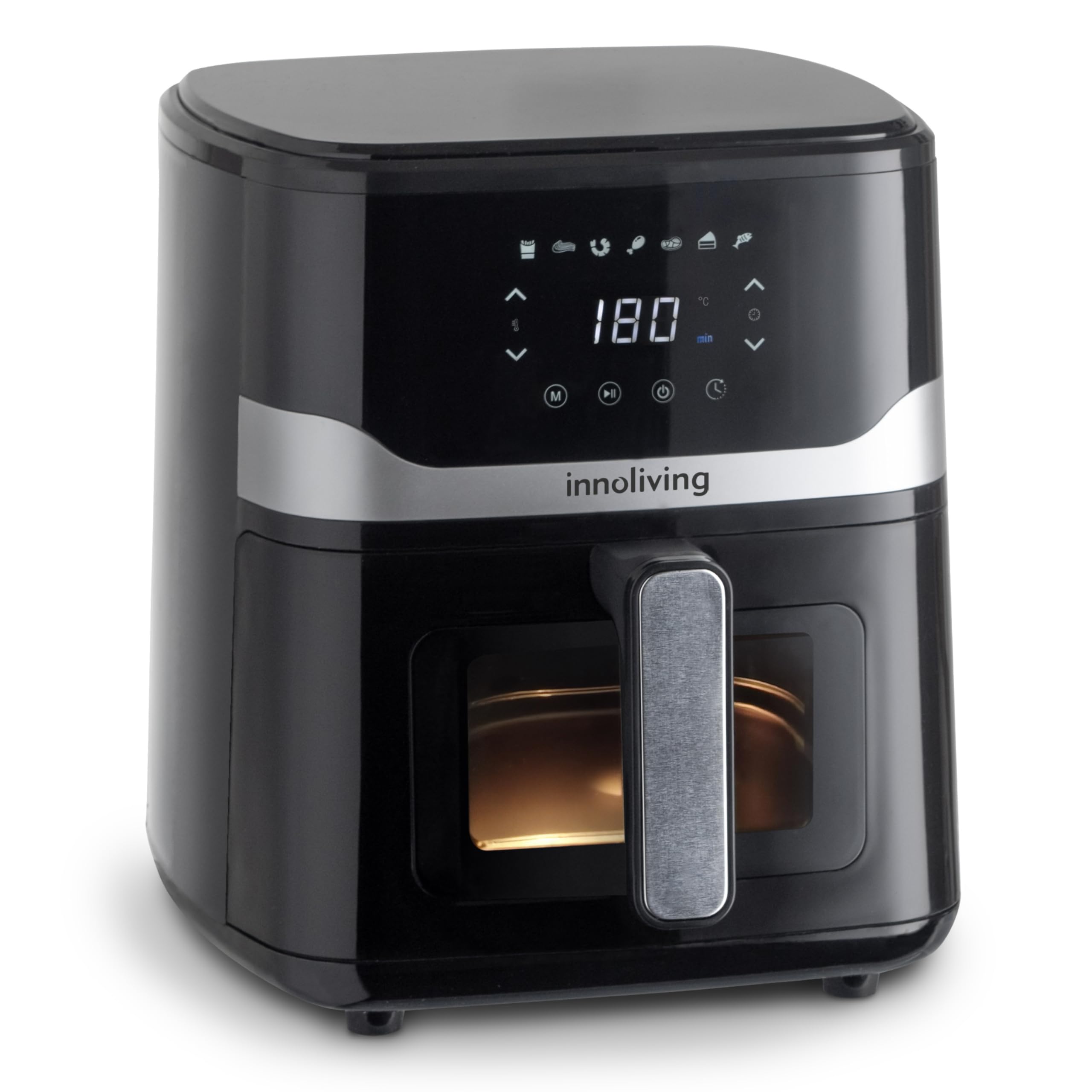 Innoliving Friggitrice ad Aria 5 Litri INN-890 con Pannello Digitale Touch, 7 Programmi Preimpostati, Finestra di Controllo e Luce Interna, Timer e Regolazione della Temperatura, Potenza 1400W