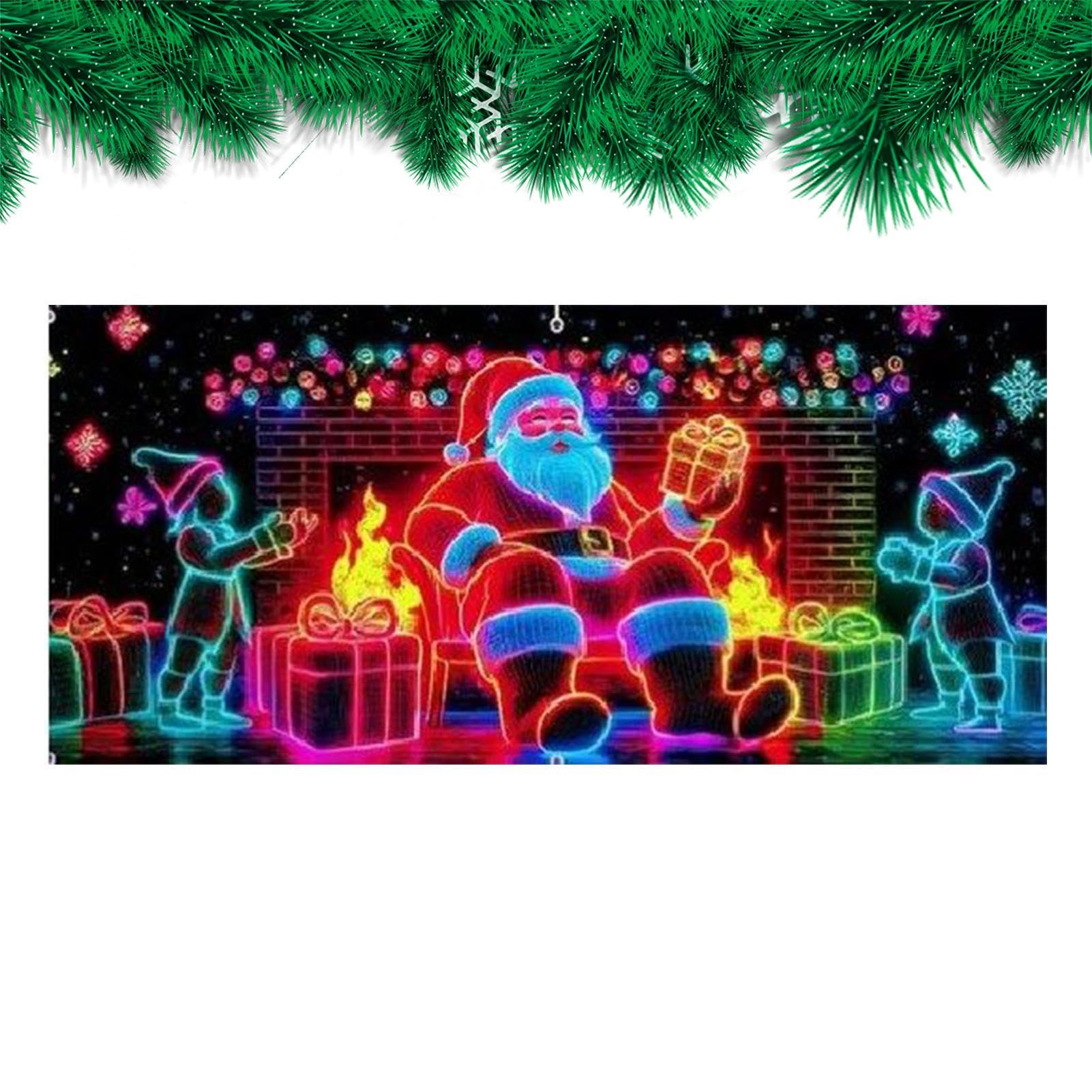 Tapisserie néon Merry Christmas décoration lumineuse pour porte de garage de Noël