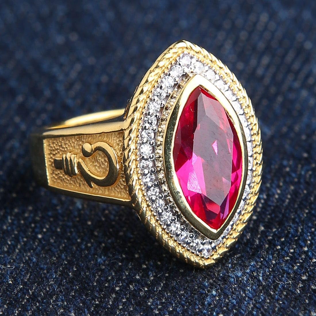 Pastoral's Staff Marquise Red Ruby Womens Bishop Ring