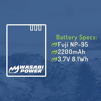Wasabi Power Battery for Fujifilm NP-95 (2-Pack) Battery for Fujifilm NP-95 and Fuji FinePix Real 3D W1, X100, X100S, X-S1