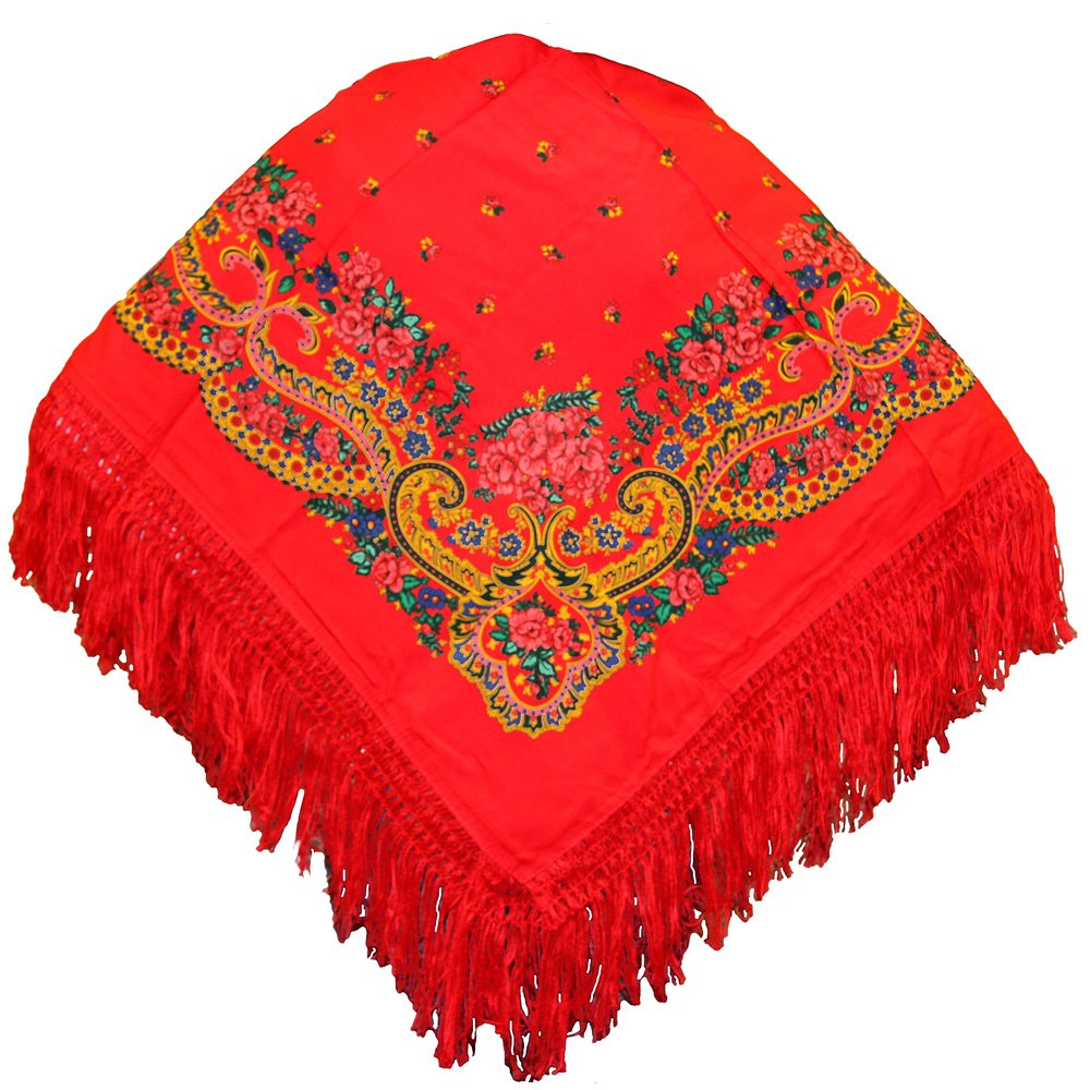 Portuguese Folklore Regional Head Scarf Shawl with Fringe