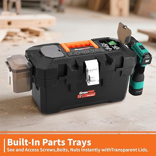 Miniatura 2 de Organizador de caja de herramientas pequeña de 15 pulgadas, mini caja de herramientas con asa, caja de herramientas portátil además de una exclusiva