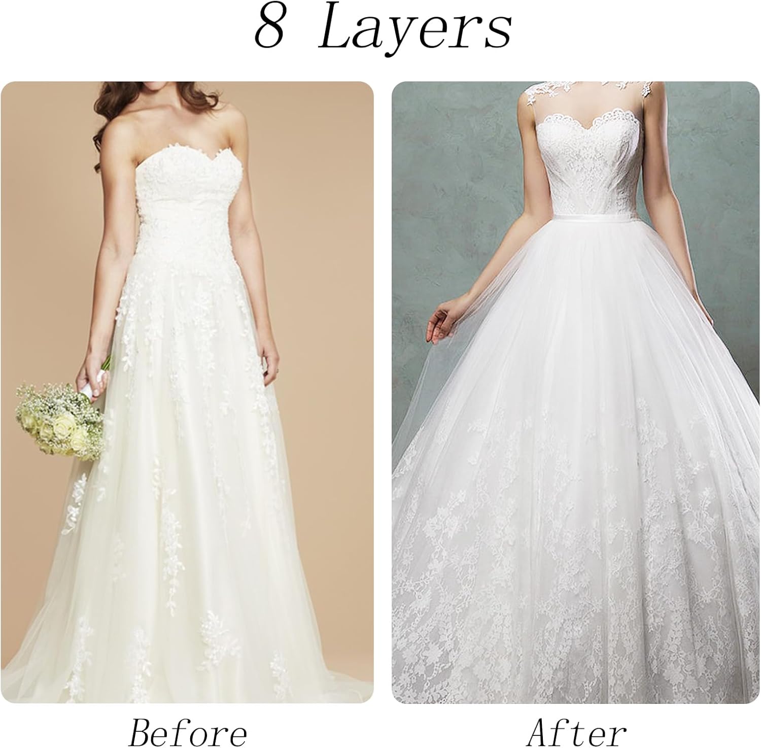 Hoopless Petticoat Crinoline Underskirt Skirt 8 Layers Floor Length Ball Gown Petticoat Underskirt Slip for Wedding - Image 6