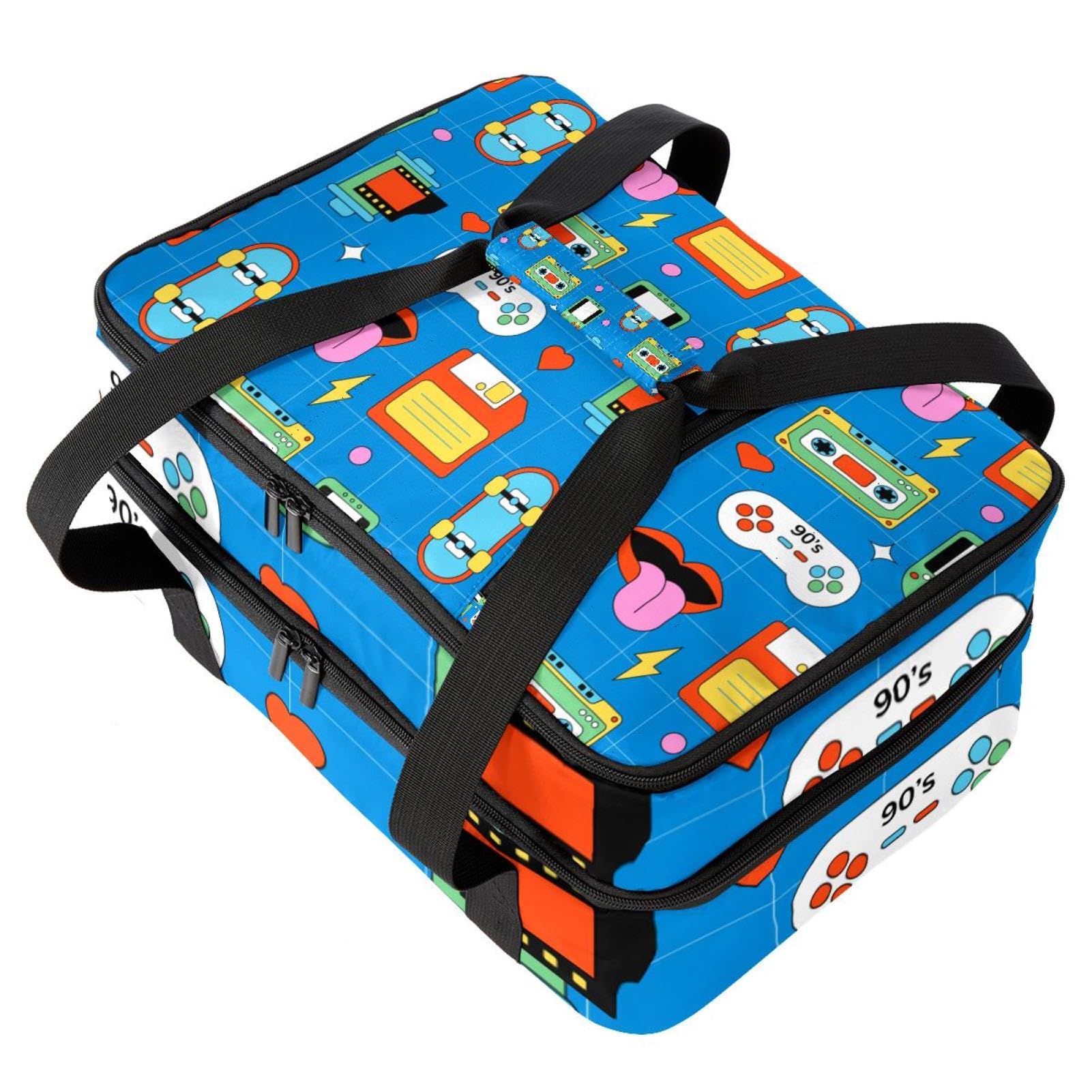 Grand sac à déjeuner isotherme pour homme et femme, double couche, étanche, étanche, réutilisable, sac fourre-tout pour le travail, l'école, le pique-nique, la plage, le camping, les voyages, motif