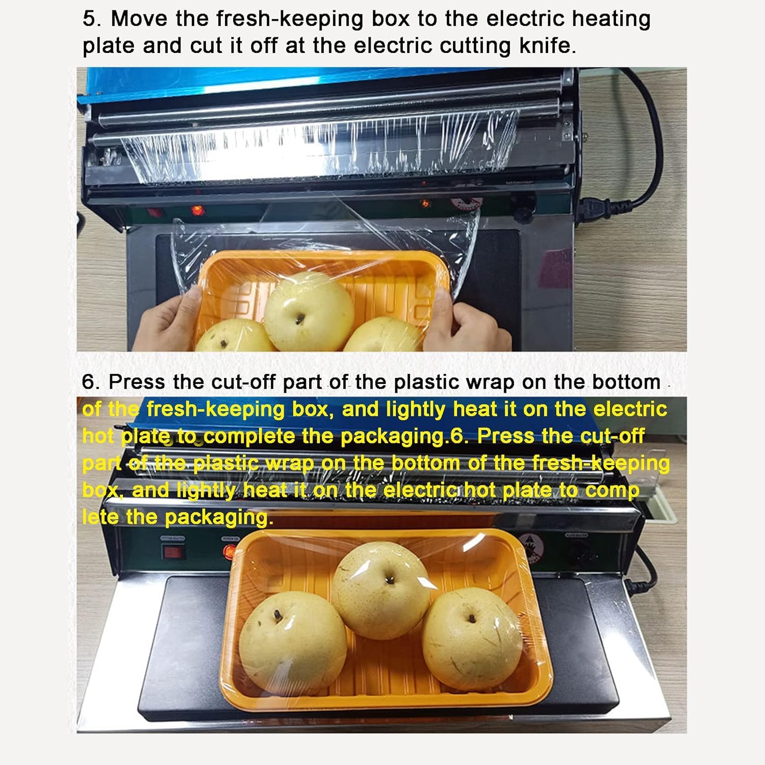Envoltura de bandeja de alimentos, máquina de envolver a mano, temperatura ajustable de 60 a 150 °C, herramienta dispensadora de película adhesiva para carne/verduras/frutas, envoltura manual de