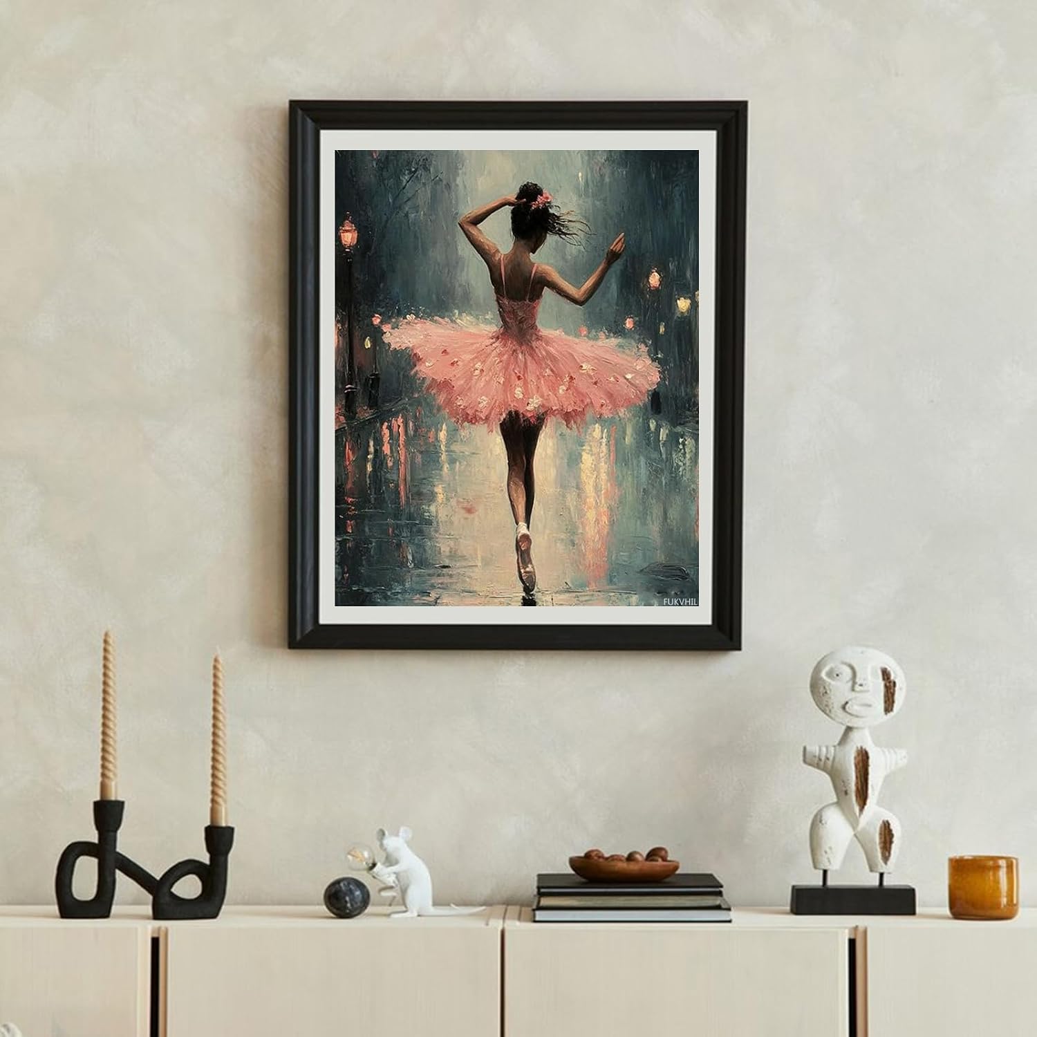 FUKVHIL Dancing Ballet Paint by Bumbers for Adults DIY Paint by Numbers Acrylic Paint Canvas Dancing Ballet Painting Kits Art 16" W x 20" L (Without Frame)