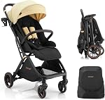 Gromast Gravity Folding Baby Stroller V2.0 - Portable Travel Toddler Stroller w/Adjustable Backrest, Canopy & Cup Holder, Lightweight and UV Protected, One-Hand Automatic Folding - Dark Gray