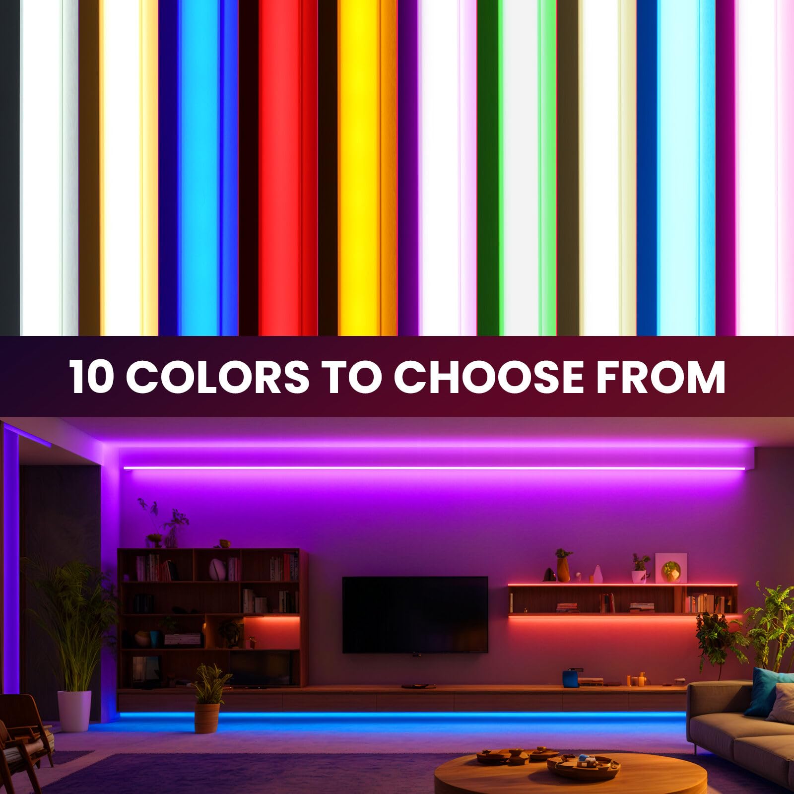 KISUFU COB LED Streifen 230V, 288LEDs/m IP65 Wasserdicht Dimmbar 220V LED Neon Band Strip Light with EU Plug für Außen Home Dekoration, Küche, Spiegel.