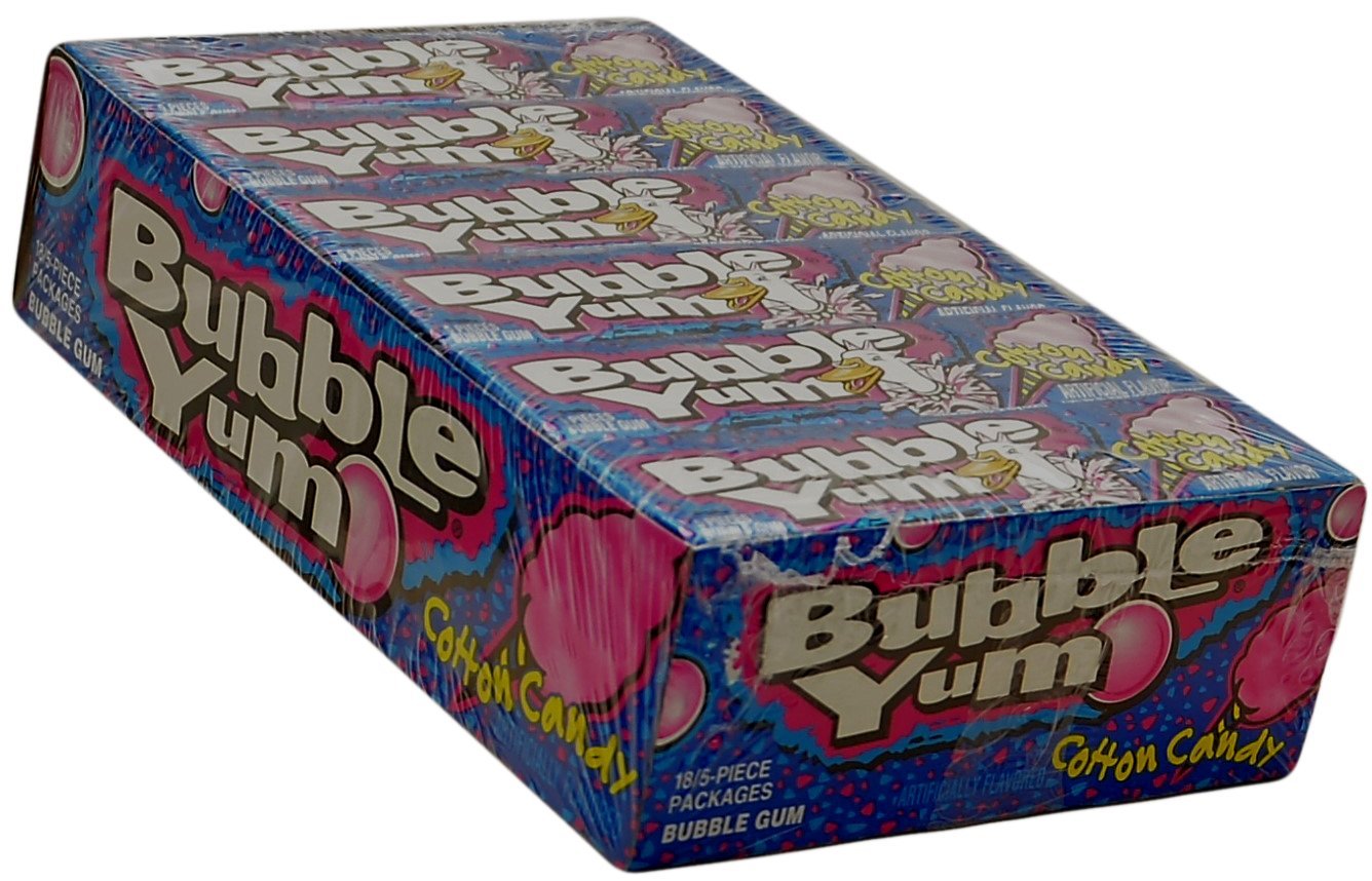 Bubble Yum Cotton Candy Bubble Gum - Soft and Easy to Chew, Long-Lasting Original Flavor - 5 Pieces, Pack of 18