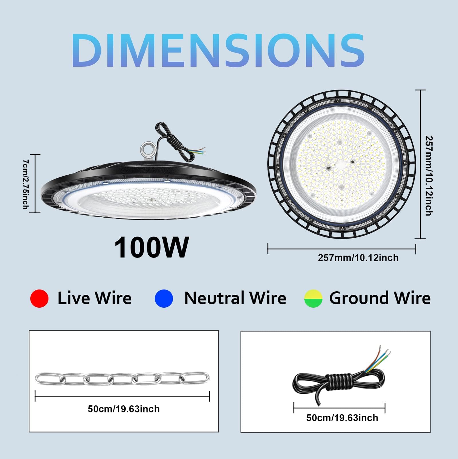 UFO LED High Bay lumière 100W, 15000LM, Projecteur LED Intérieur, Blanc Froid 6000K-6500K, IP65 Étanche Eclairage Atelier, Led Industriel pour Garage/Usine/Atelier/Parkings/Gymnase(100W, 4 Pack)