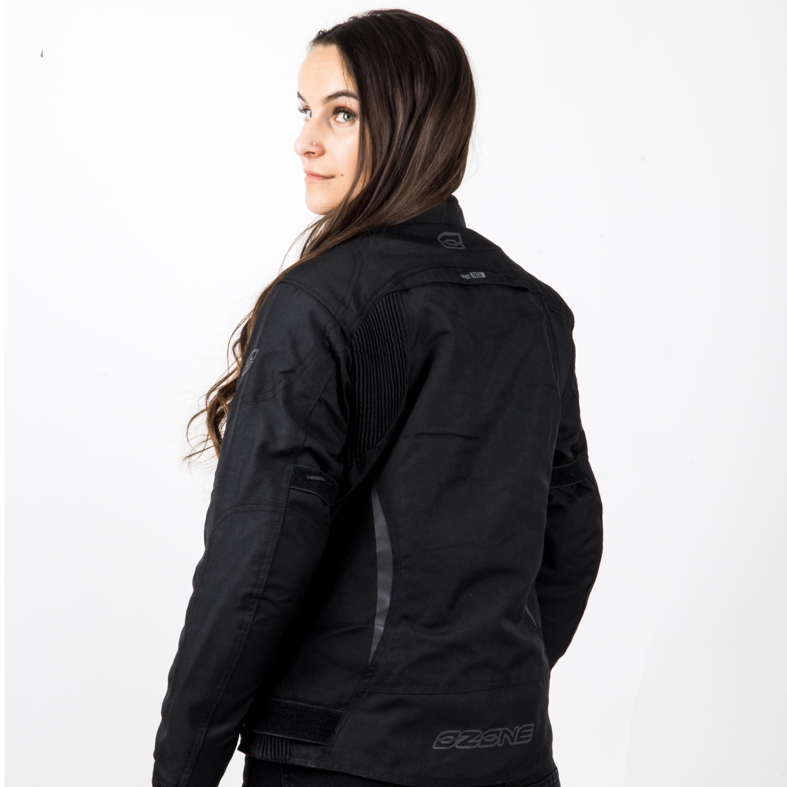 OZONE MOTO Delta IV Lady Motorradjacke Damen | Wasserdichte Membran | Ellenbogen und Schulterprotektoren | 3 Belüftungskanäle | Reflektierende Elemente | Größen bis 10XL