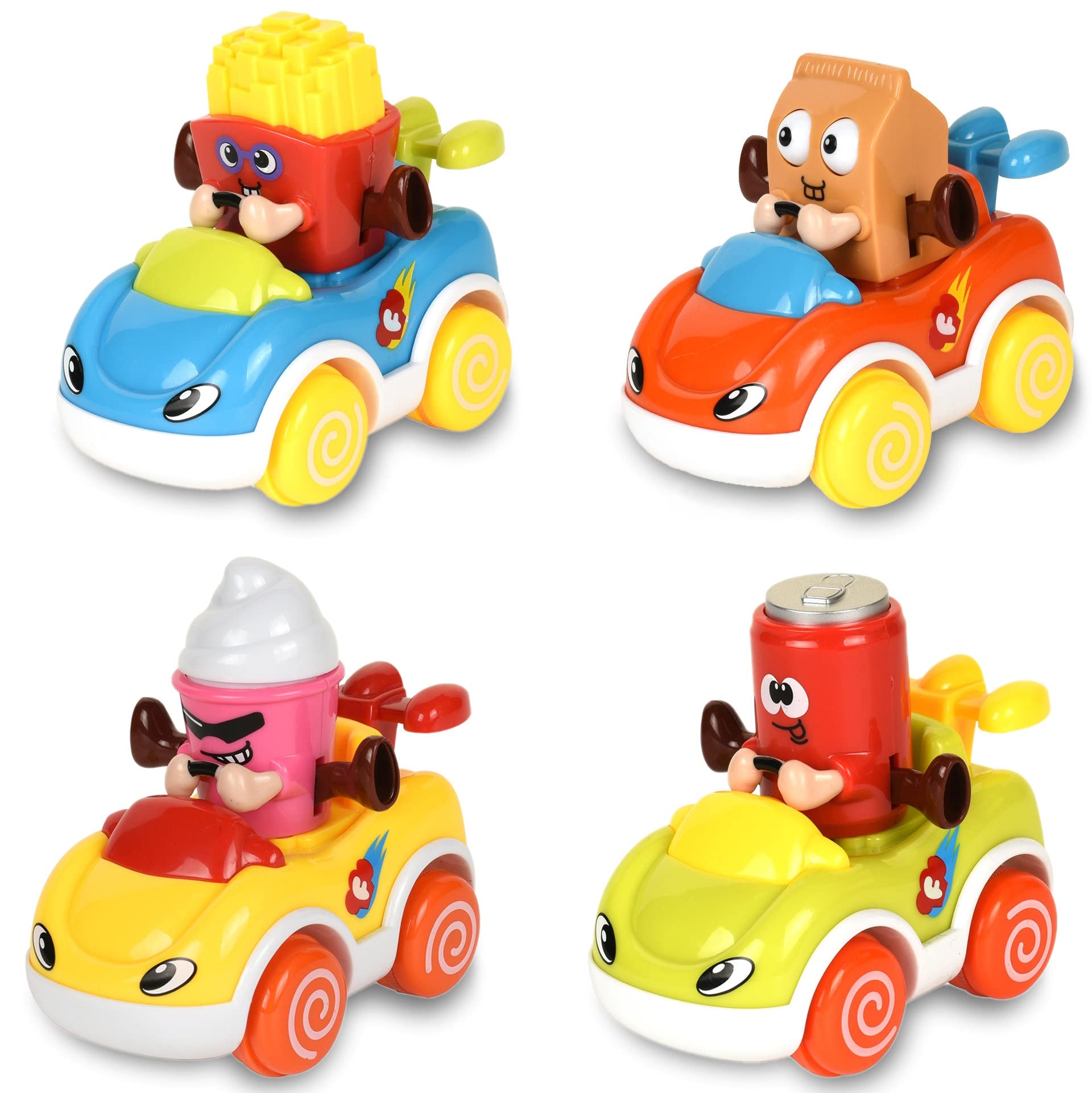 Buy Gxi Cars for 1 Year Old Boy, Toddler Toy Cars Set of 4 Cartoon Push