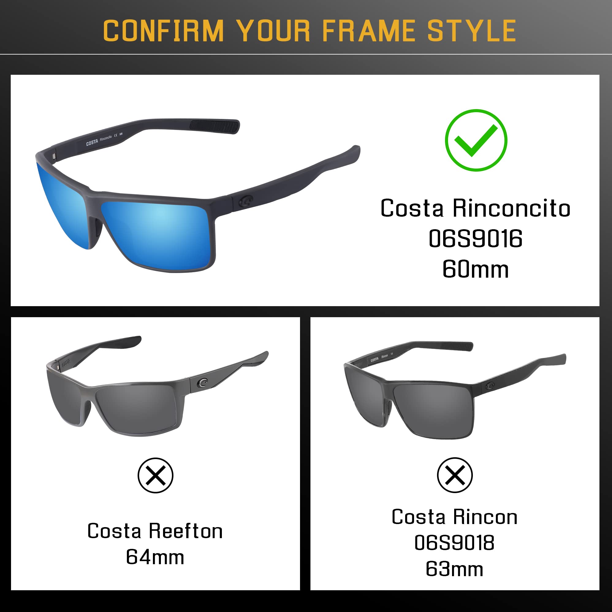 Bwake Lentes de repuesto para gafas de sol Costa Del Mar Rinconcito 06S9016 - morado frambuesa polarizado