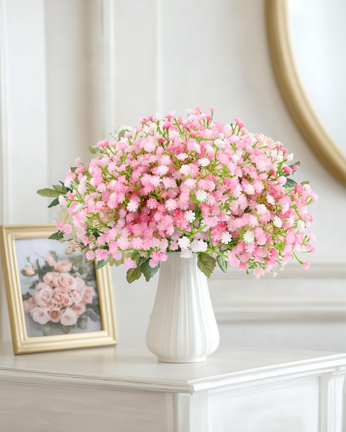 Babys Breath Artificial Flowers, 24Pcs Fake Baby Breath Flowers Artificial Bulk Faux Gypsophila Real Touch Flowers for Wedding DIY Bouquet Arrangement Party Home Garden Decor, Pink - Image 2