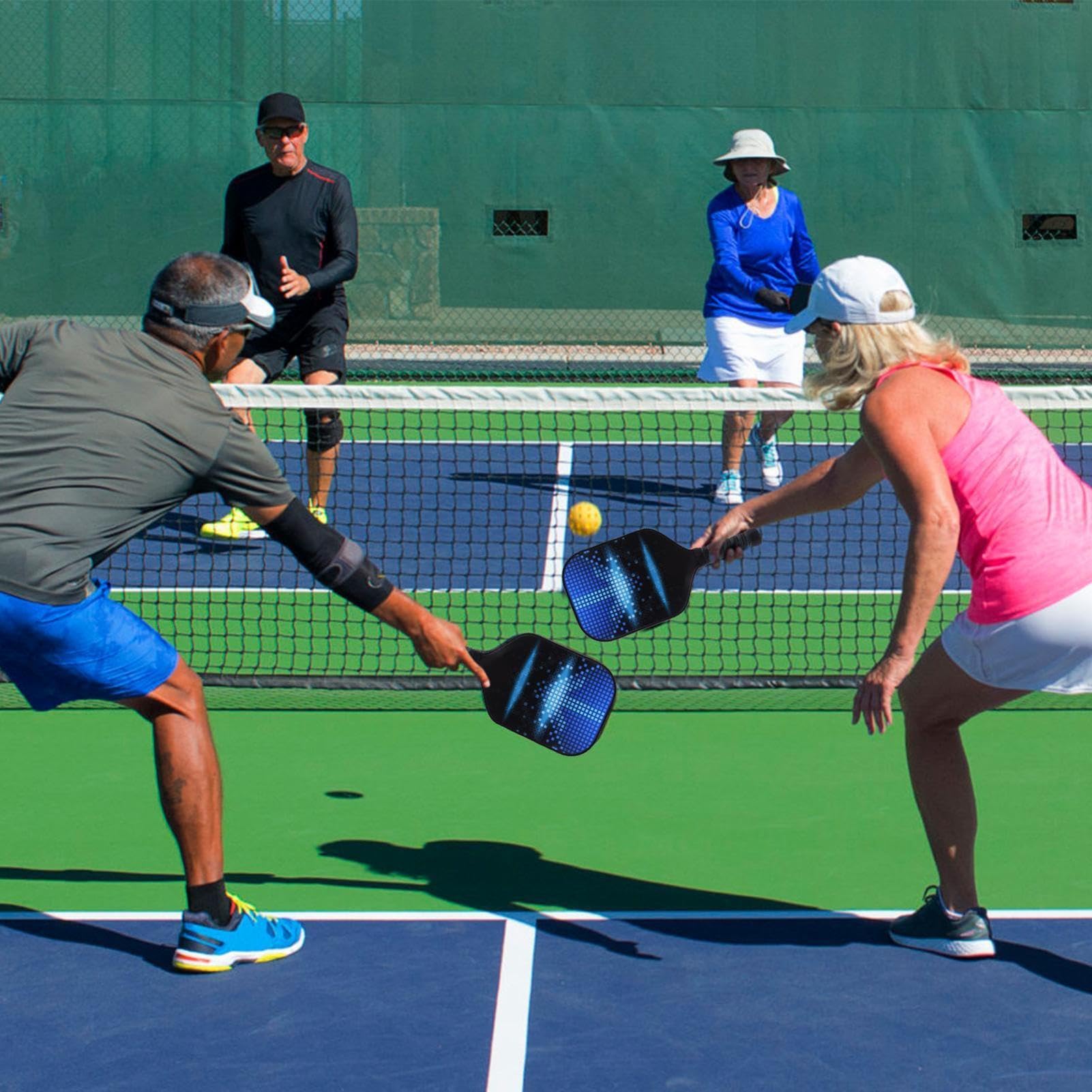 Wiosła Pickleball | Wiosła Pickleball z włókna węglowego | Przenośny | zestaw rakiet i piłek , sprzęt z kulkami do użytku w pomieszczeniach na zewnątrz