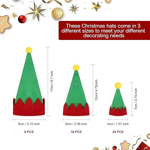 Miniatura 2 de SATINIOR 48 piezas de 6.7 pulgadas, 4.72 pulgadas, 2.75 pulgadas, mini sombreros de Papá Noel de Navidad para manualidades