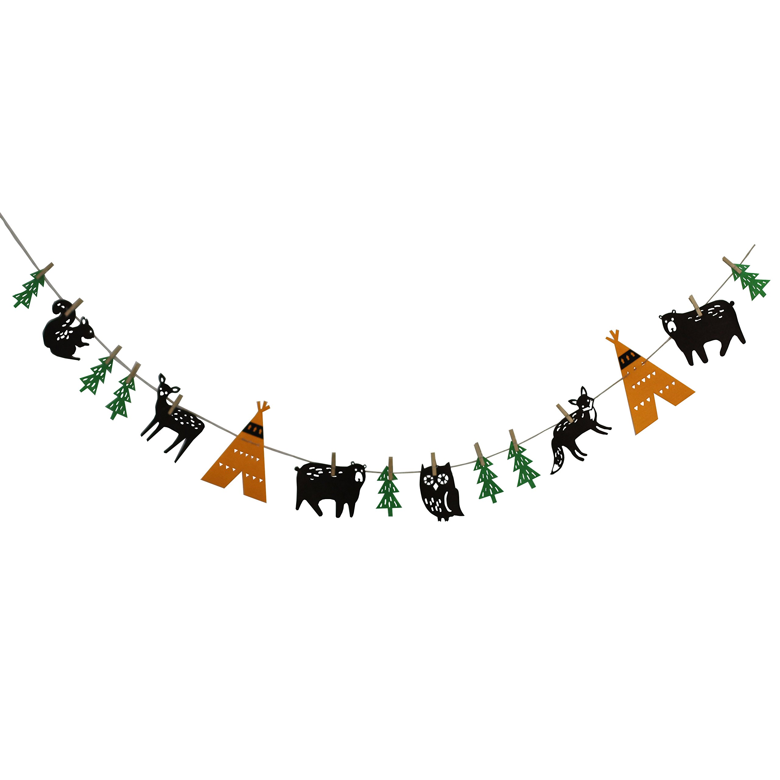 Guirnalda Fieltro Animales Bosque - 22 Piezas, Temas Camping, Para Decoración Fiestas Y Baby Shower