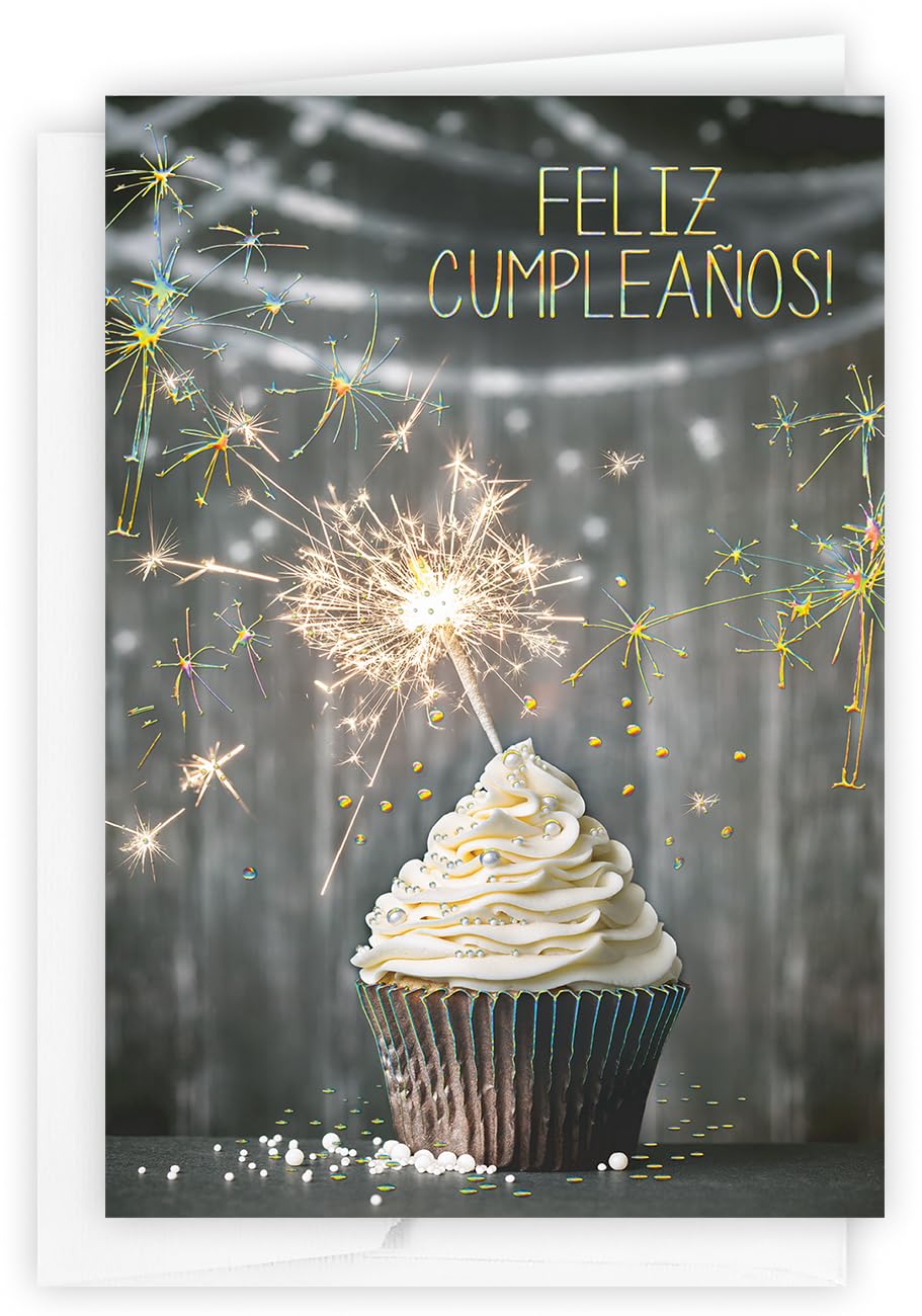 The Gallery Collection, 5 Count Card Pack, Birthday Cards with Foil Lined Envelopes (Feliz Cumpleanos Sparkling)