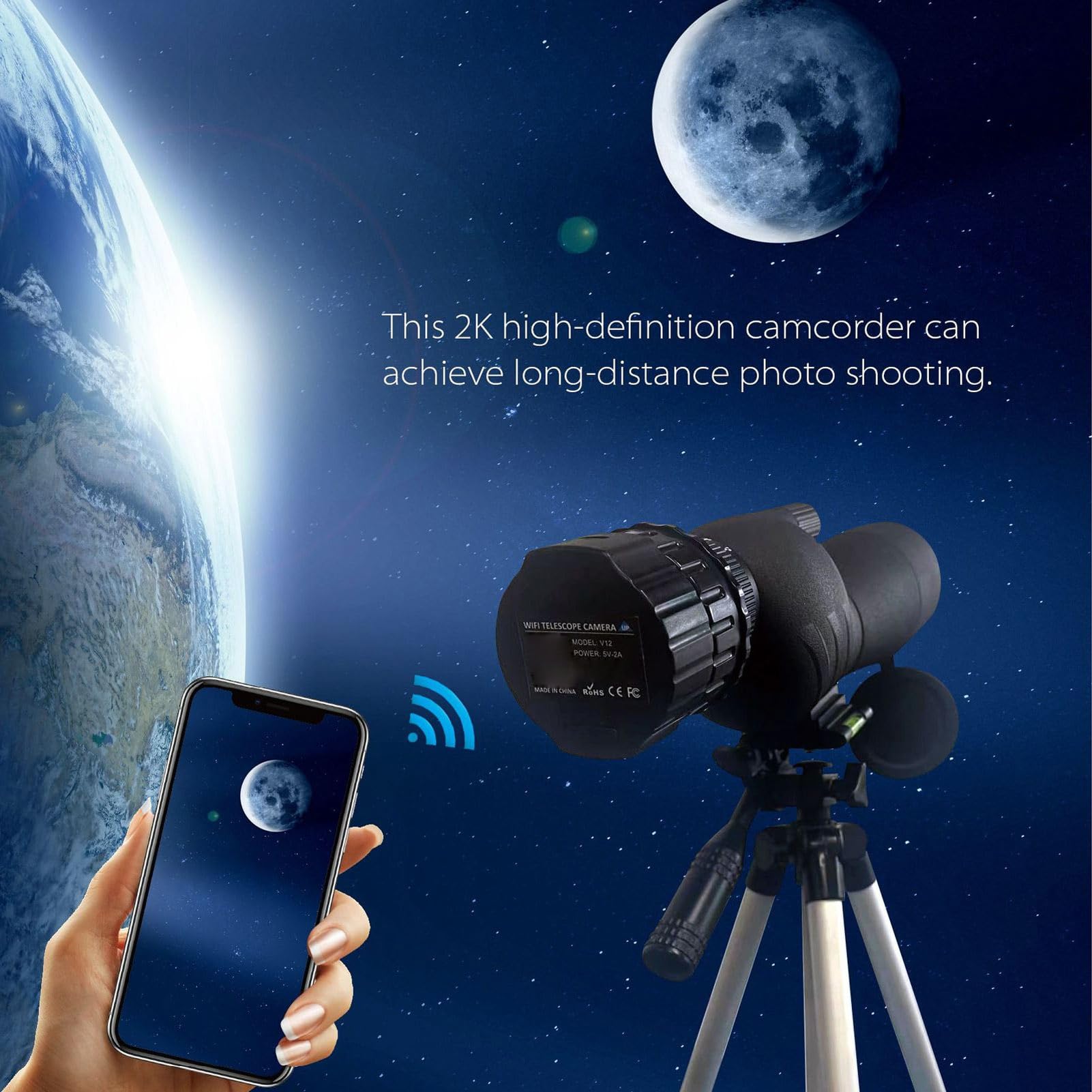 EJ.life Caméra oculaire de télescope électronique WiFi Caméra Oculaire de Télescope WiFi