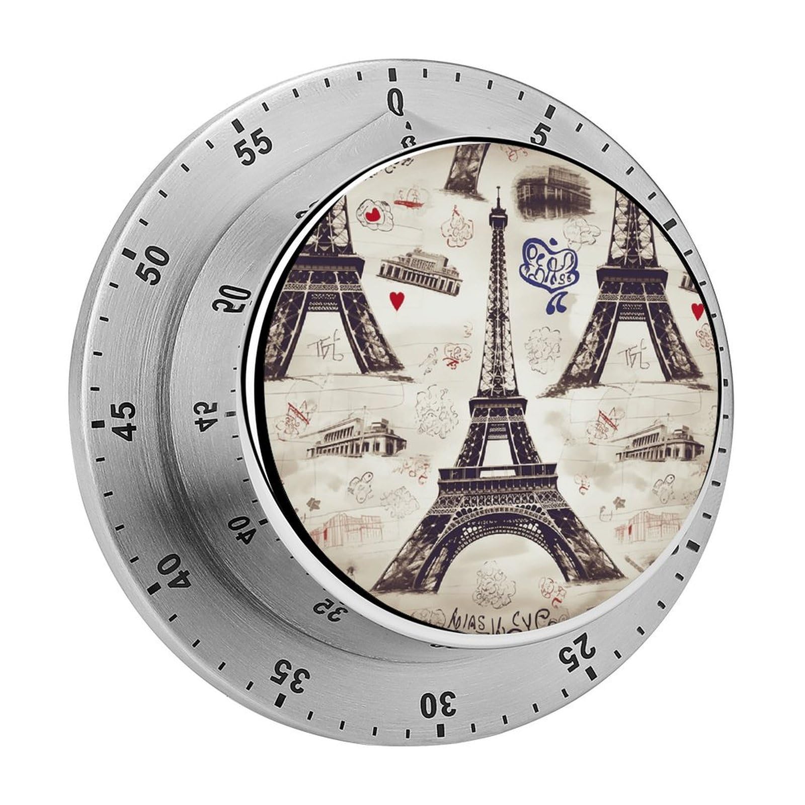French Paris Tour Eiffel Tower Kitchen Timer Chef Cooking Timers Clock with Loud Alarm Exquisite Stainless Steel Mechanical