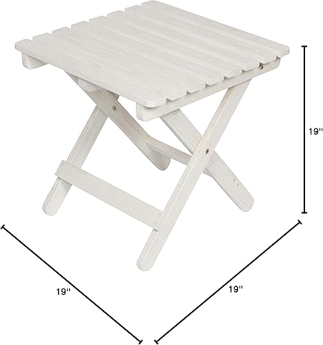 Miniatura 7 de Shine Company 4119EW Adirondack Mesa auxiliar plegable para exteriores  Mesa de madera pequeña para interiores y exteriores - Blanco cáscara de huevo