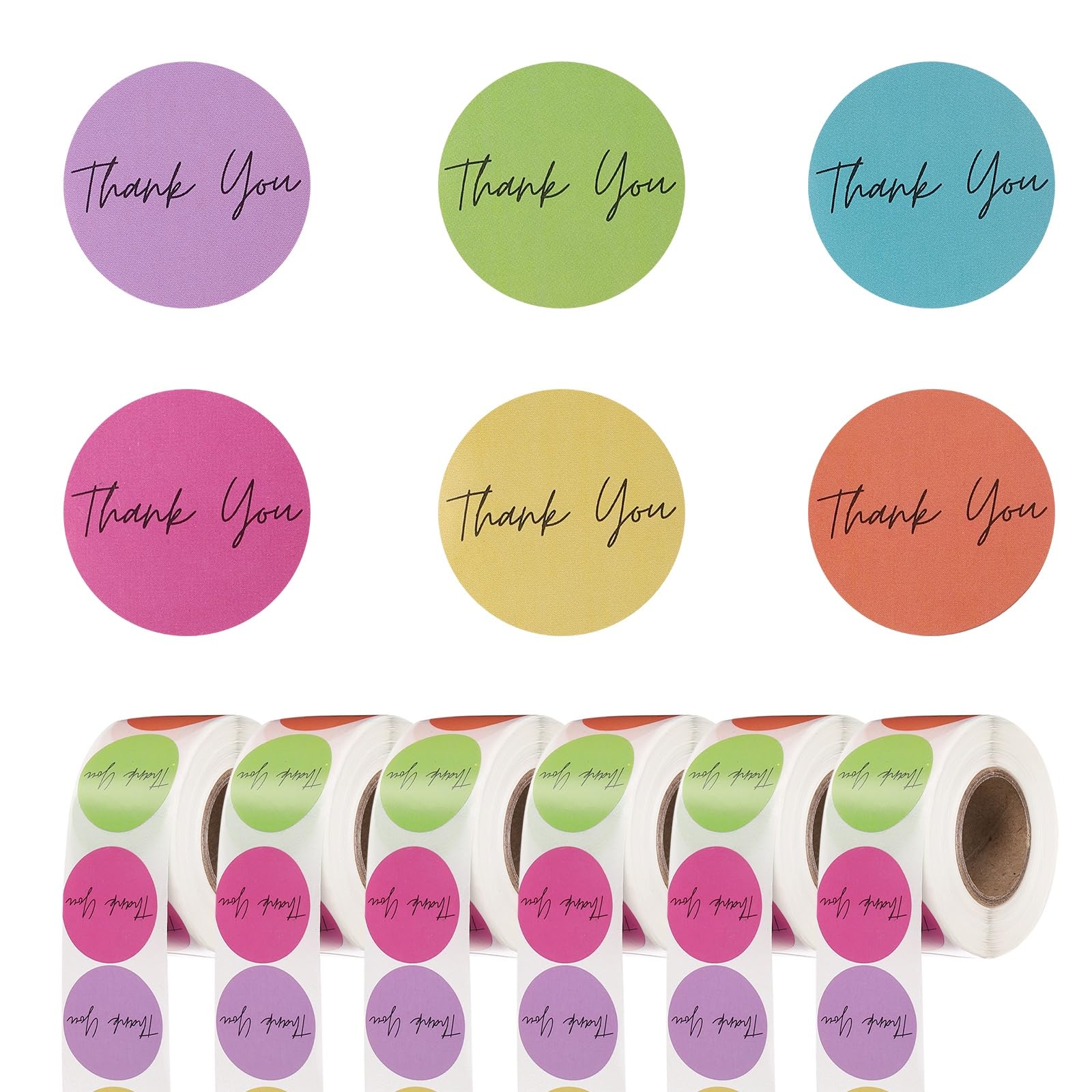 PATIKIL 3000Pcs Thank You Stickers, 1" Round Self-Adhesive Envelopes Seal Labels for Crafts Small Business Invitation Cards Wedding Gift Tag Packaging, Bright Colorful Tone