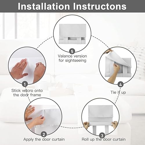 Miniatura 2 de Cortinas de puerta francesa 100% opacas, sin arrugas, oscurecimiento de la habitación, bloquean la luz y el calor a través del vidrio. Cortinas