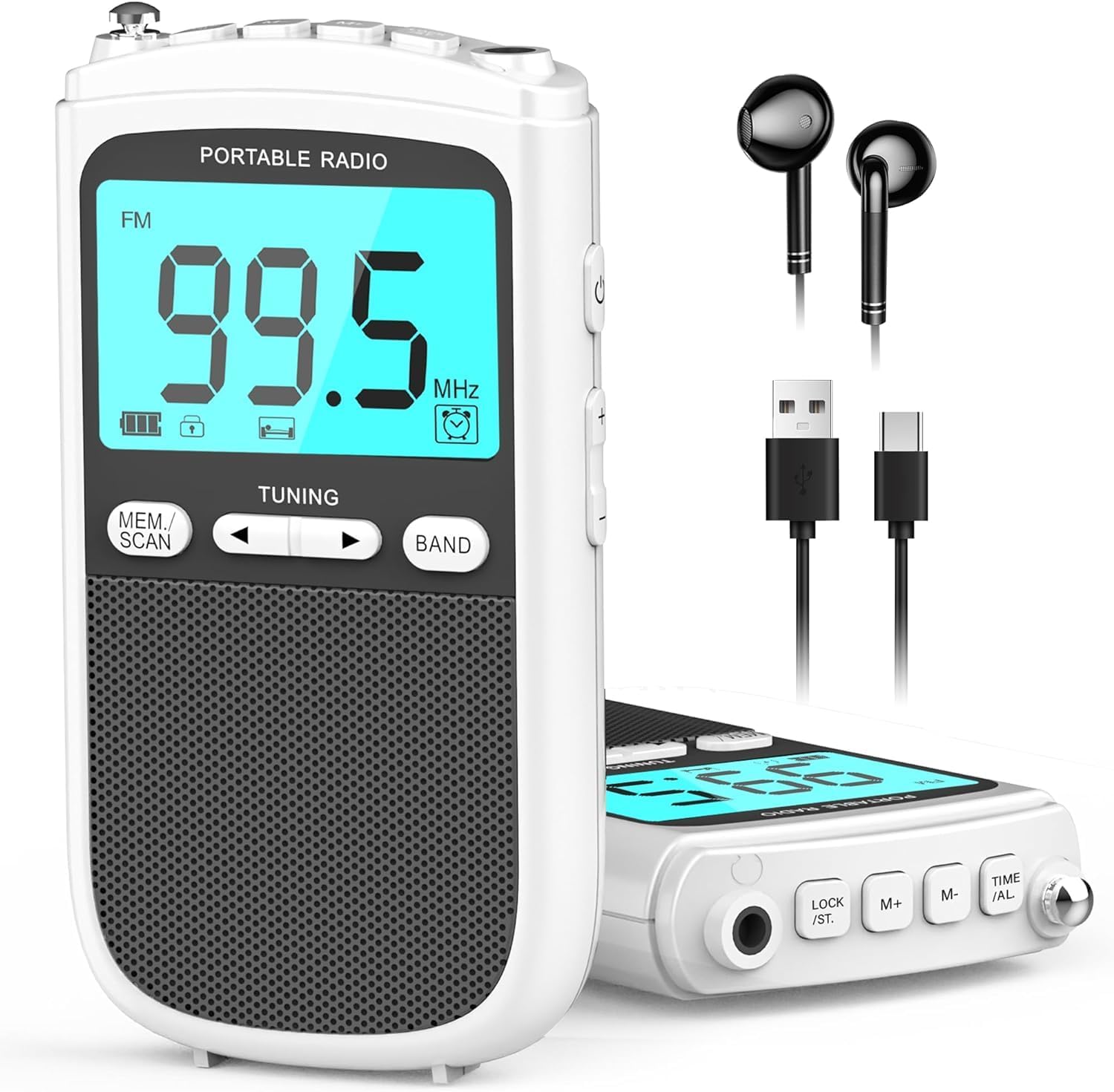Amazon.com: Portable Radio AM FM with Rechargeable Battery Operated, AM ...