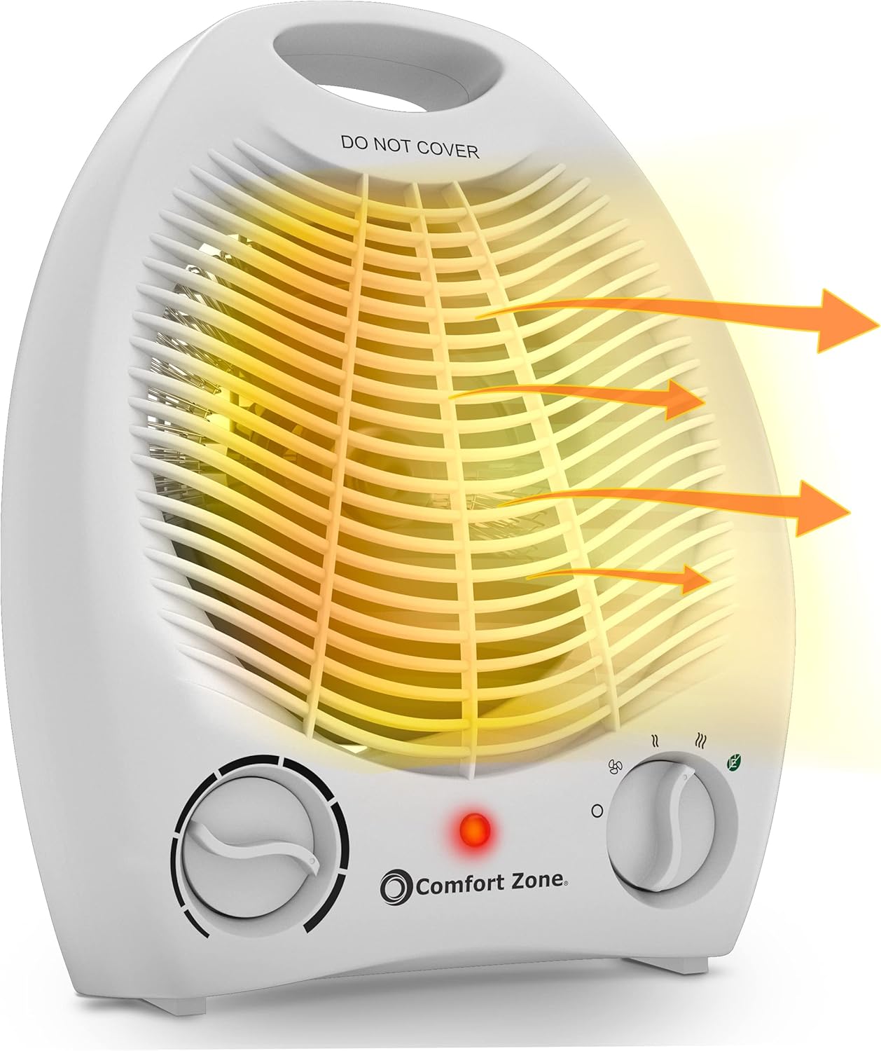 Comfort Zone 1,500W Portable Electric Fan-Forced Space Heater with Adjustable Thermostat, Overheat Sensor, Tip-Over Switch & Heat-Resistant Housing – Ideal for Home, Bedroom & Offi...