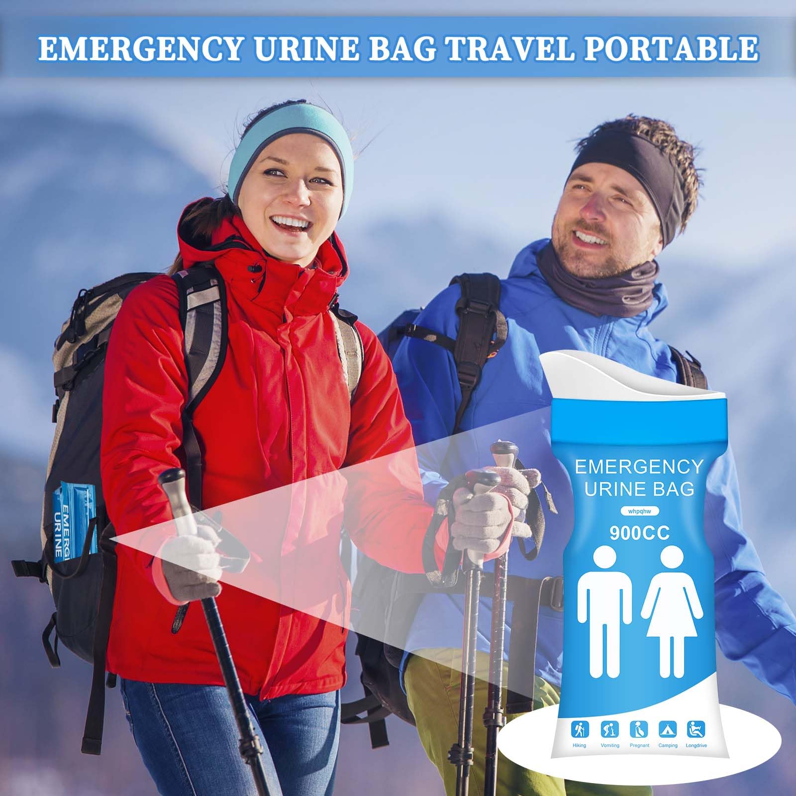 Einweg-Urinbeutel, 900 ml, tragbarer Urinbeutel für Damen und Herren, perfekt für Reisen mit Notfällen wie Stau oder Outdoor-Aktivitäten ohne Toilette, 12 Stück
