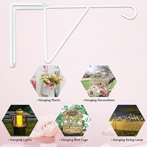 Miniatura 3 de Paquete de 6 ganchos de vinilo para cerca, 5 x 10 pulgadas, colgador de valla de acero con recubrimiento en polvo para plantas colgantes de