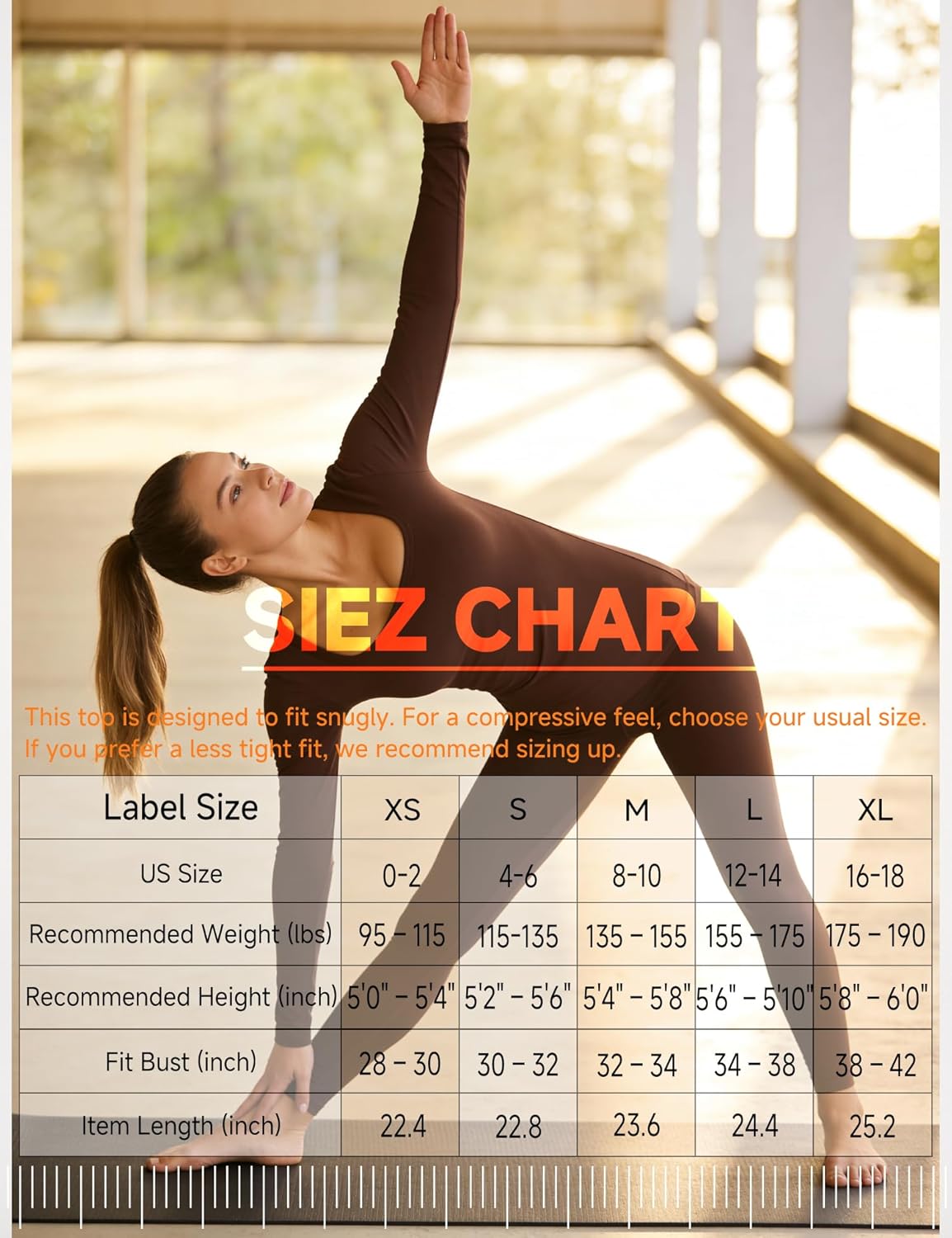 Women’s Square Neck Long Sleeve Tops Slim Fit Basic Tee Soft Stretchy Yoga Shirt Going Out Bodysuit Style - Image 5