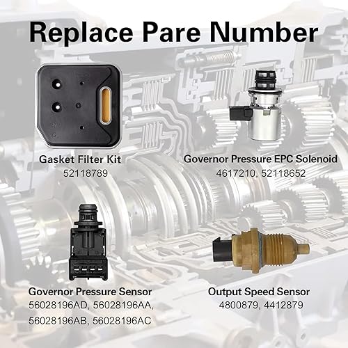 Miniatura 3 de GXARTS Transductor solenoide de sensor de presión de gobernador de transmisión A500 A618 46RE 47RE 48RE con junta de filtro para Dakota Durango